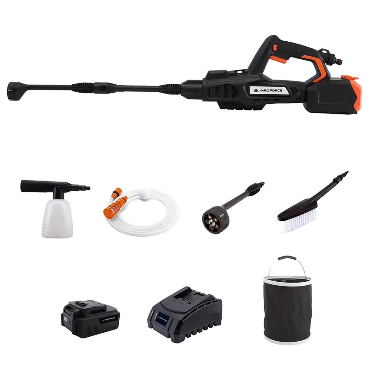 Yard Force 20V Accu Hogedrukreiniger - 665 PSI - 5-in-1 Sproeikop, Zelfaanzuigend