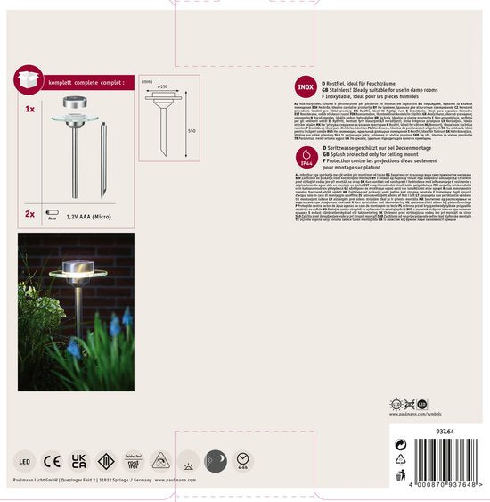 Solar LED-tuinspots Ufo IP44 3000K Edelstaal, Helder