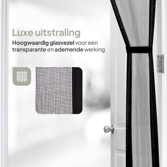 O'DADDY® Deurgordijn Deluxe FIBER - Magnetisch Vliegengordijn - Voor Nieuwbouw en Standaard Deuren - Eenvoudige Installatie - Deurhor Zwart - 140x230 cm