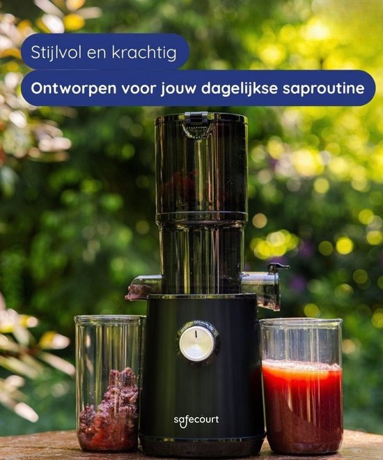 Safecourt Kitchen Sapcentrifuge - Slowjuicer voor Groenten & Fruit - XXL Vulopening - Krachtige motor - Zwart