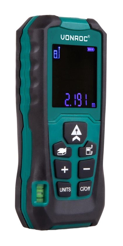 VONROC Laser afstandsmeter – 40 meter bereik –  Aanpasbare meetreferentie