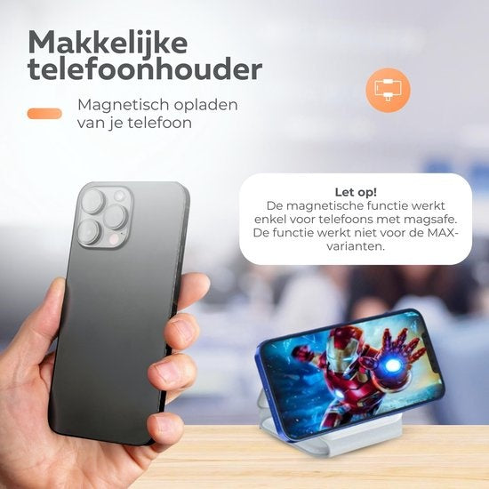 Wurk 3-in-1 Draadloze Oplader Magsafe - Oplaadstation - Inclusief Snellader Adapter - Geschikt voor iPhone & Android - 15W