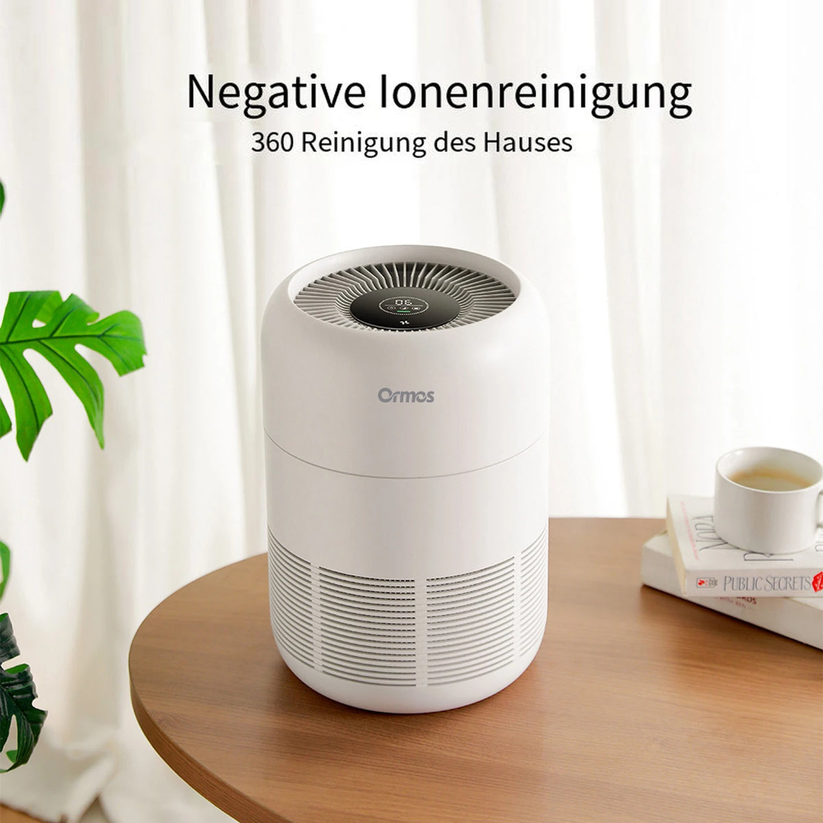 Ormos A8 Luchtreiniger - HEPA-Filter en Luchtkwaliteitssensoren - 21 × 21 × 30,2 cm