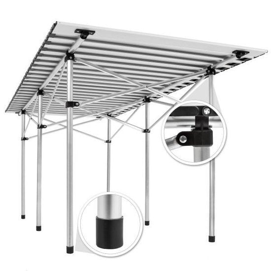 tectake® - Campingtafel - Opvouwbaar - Incl. draagtas - 140 x 70 cm - Grijs - 401170
