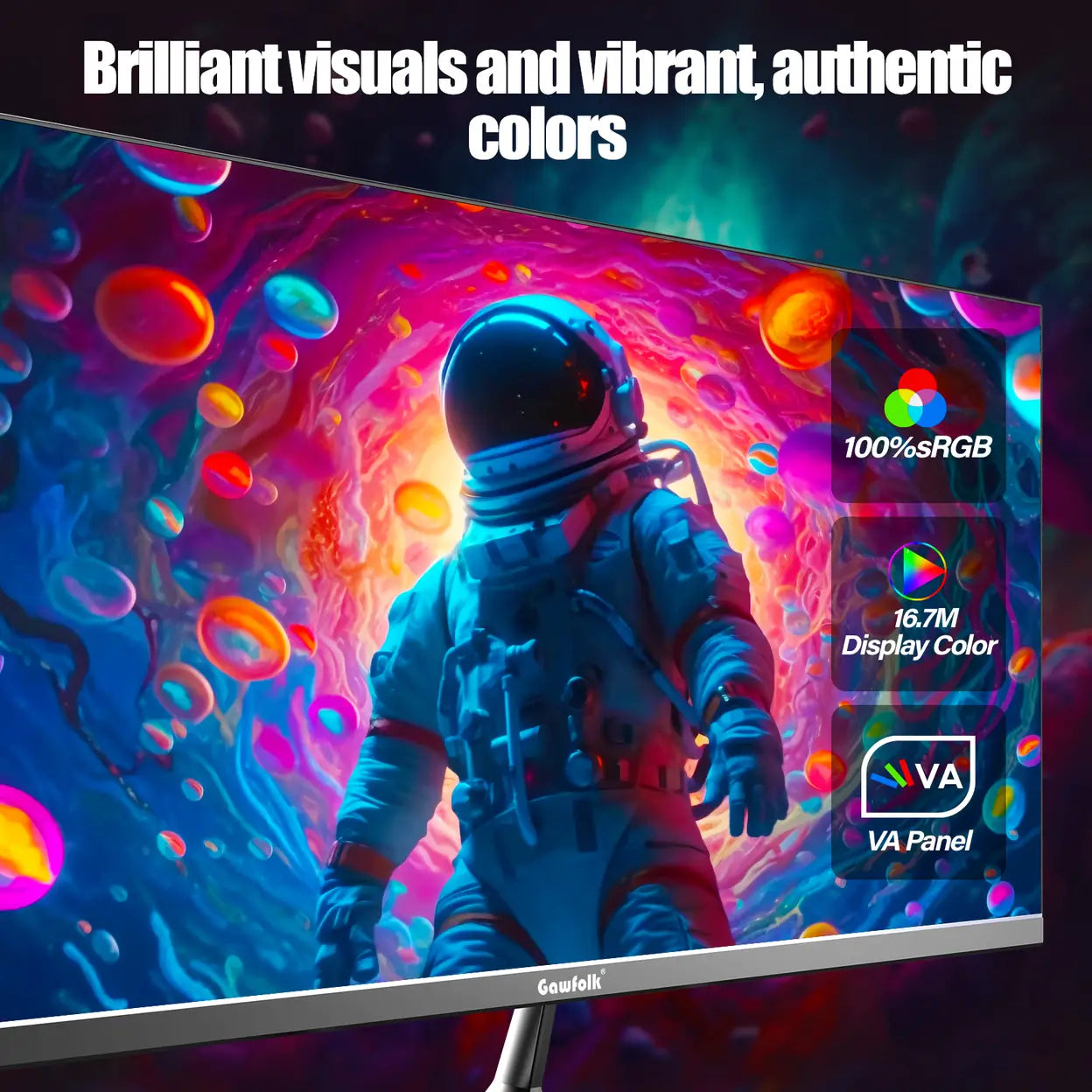 Gawfolk Gebogen Monitor GF220C - 22 Inch - Full HD 1920 x 1080 - 75 Hz - VA-paneel - HDMI & VGA - Zwart