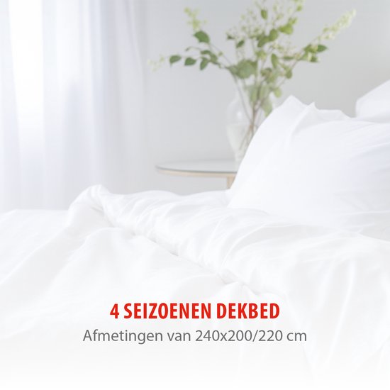 alpina Dekbed 240x200/220 cm - 4 Seizoenen Dekbed 2 Persoons - Machine Wasbaar bij 40 Graden - Sneldrogend en Ademend Materiaal - Zomer- en Winterdekbed - Polyester - Wit