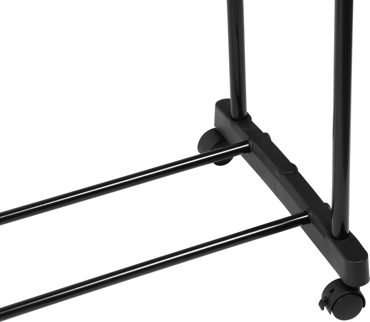 Niceey Kledingrek op Wieltjes - Verstelbaar Hoogte 90-160 cm - 130 KG Draagcapaciteit - Kleding Rek op Wielen - Kledingrek Metaal - Kledingrek Slaapkamer - Zwart