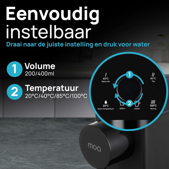 MOA Heetwaterdispense WD01B – Instelbare Temperatuur  – 2600 W – 2 liter – Zwart