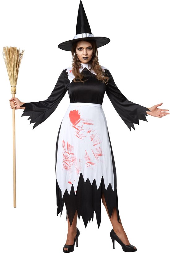 Dressforfun Griezelige heks L - verkleedkleding kostuum halloween verkleden feestkleding carnavalskleding carnaval feestkledij partykleding - 302232