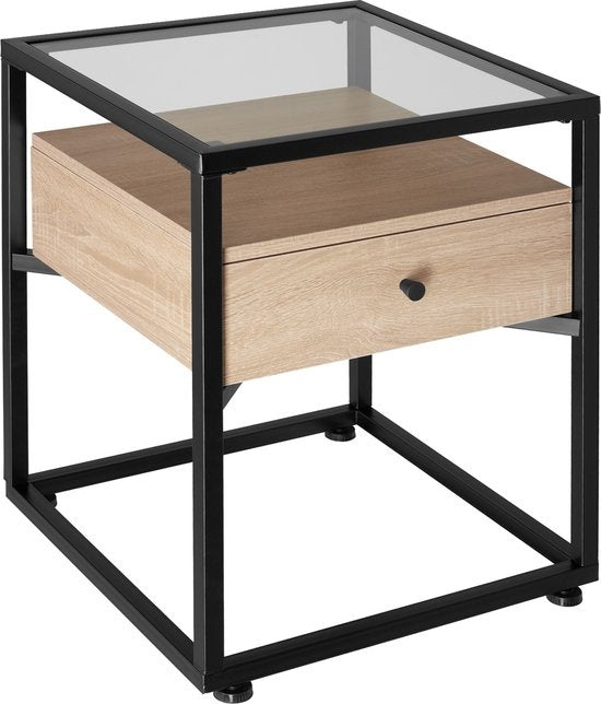 tectake - nachtkast Preston - nachtkastje 43x45x54,5cm - industrieel lichtbruin - 404681