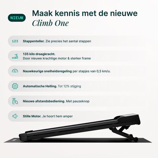 Dreaver Climb - 2 in 1 Loopband Inklapbaar 6KM/U - Inclusief App & Accessoires - Hardloopband - Treadmill - Wandelband - Walking pad - Voor Thuis