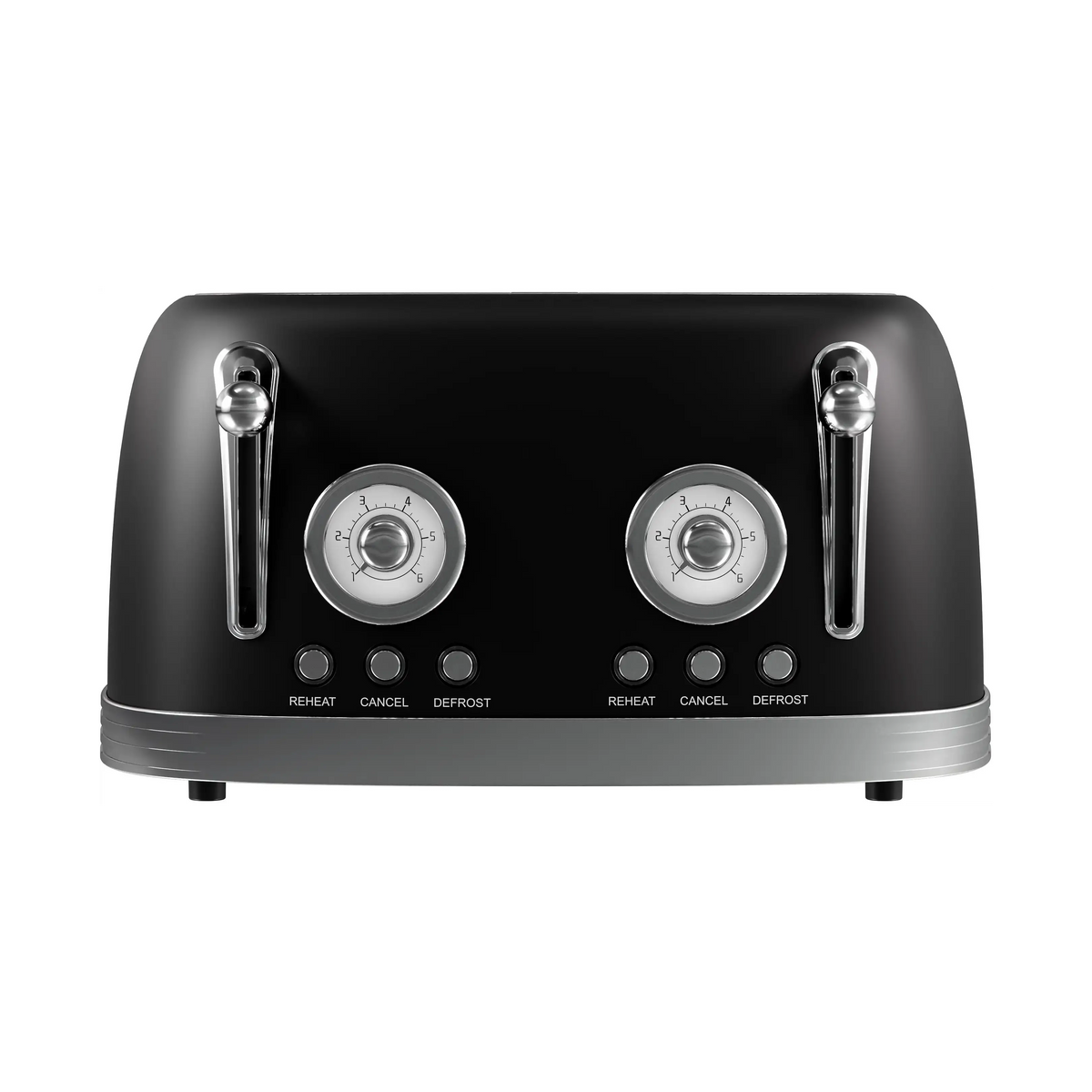 KitchenBrothers Retro Broodrooster 4 Sleuven – Mat Zwart – 6 Bruiningsstanden