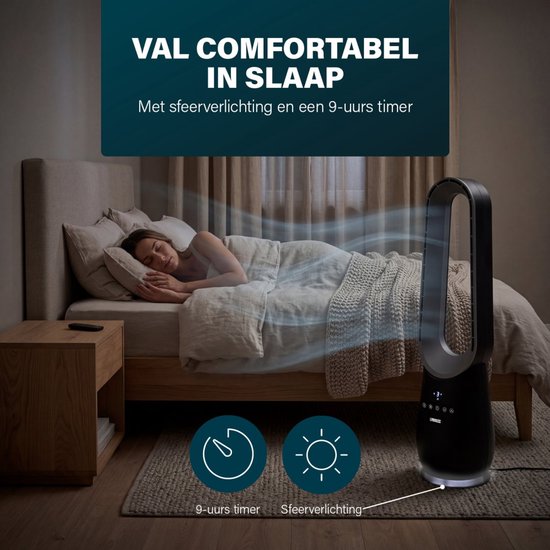 Princess Bladloze Torenventilator - 70 W - Met Afstandsbediening - Bladeless Fan - LED‑display - 4 Snelheden - Oscillerend - 351590