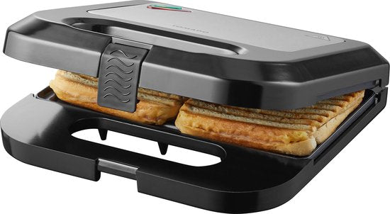 Tomado TGS2001S - Tosti ijzer - Grillapparaat - PFAS vrij - Tosti apparaat - 750 watt - 22,5 x 13 cm - Zwart/RVS