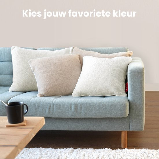 Auronic Warmtekussen - Sherpa Fleece - 45x60 - Draadloos - Oplaadbaar - Elektrisch kussen - Infrarood - Beige