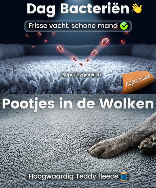 Happysnoots® Orthopedisch Hondenkussen - XL Hondenmand 85 x 70 cm - Wasbaar Hondenbed - Grijs Benchkussen met Rits