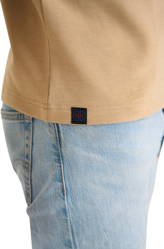 Mario Russo Pique Longsleeve Shirt - Trui Heren - Sweater Heren - Coltrui Heren - XL - Beige