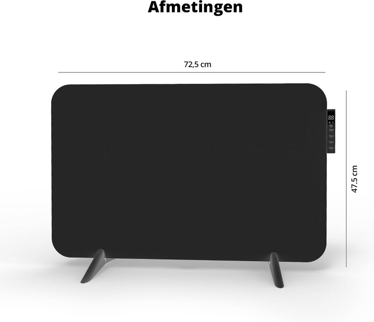 FlinQ Smart Verwarmingspaneel - Infrarood - Stil En Veilig - 450W - 12 m² - 72,5 x 2,8 x 47,5 cm - Zwart