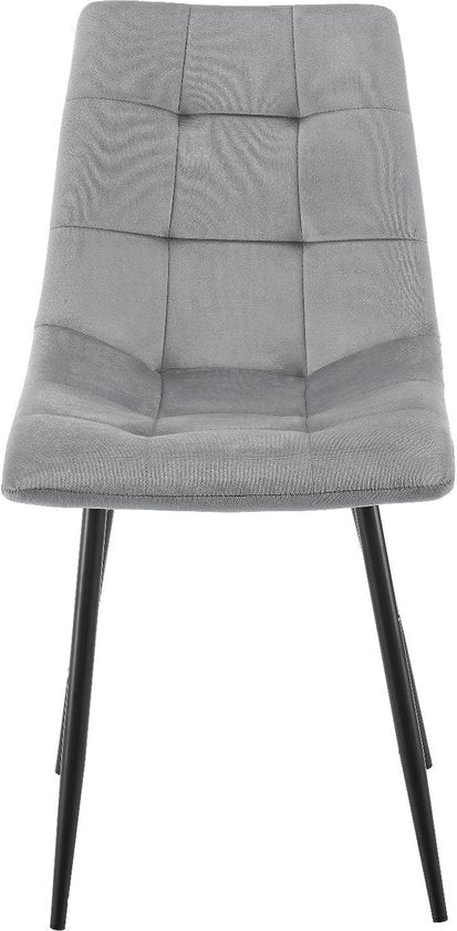 Stalen Eetkamerstoelen Blanca - Set van 2 - Lichtgrijs - Fluweel