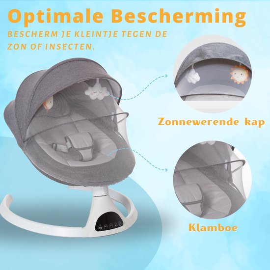 Moxica Wipstoel Elektrisch - Babyschommel - Schommelstoel - Baby Swing - Wipstoeltjes