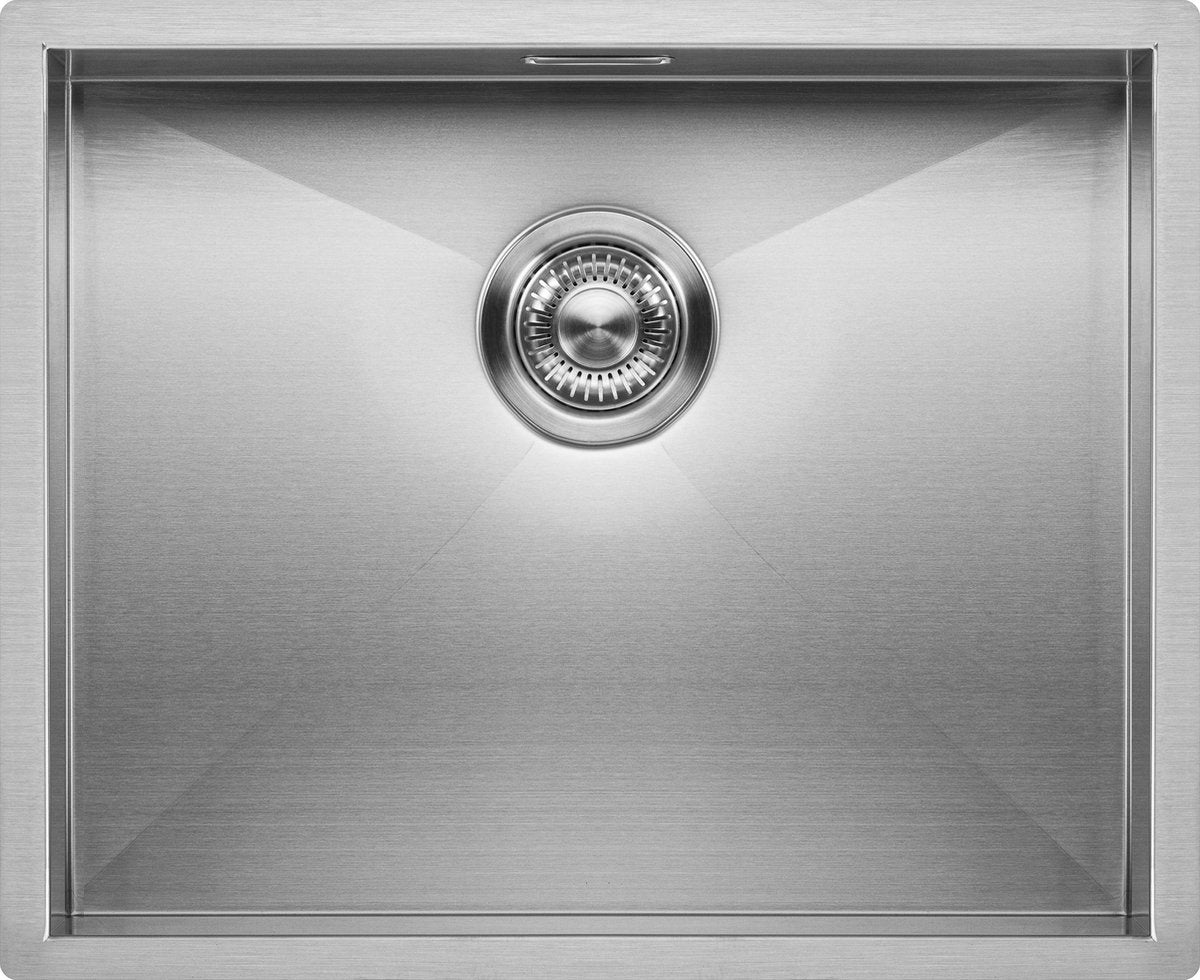 Mizzo Quadro Grote Spoelbak 50X40CM - met rechte binnenhoeken - Brede Wasbak Keuken - Onderbouw / Vlakbouw / Inbouw - RVS Gootsteen 1.2mm dik - Vanaf 60cm kast