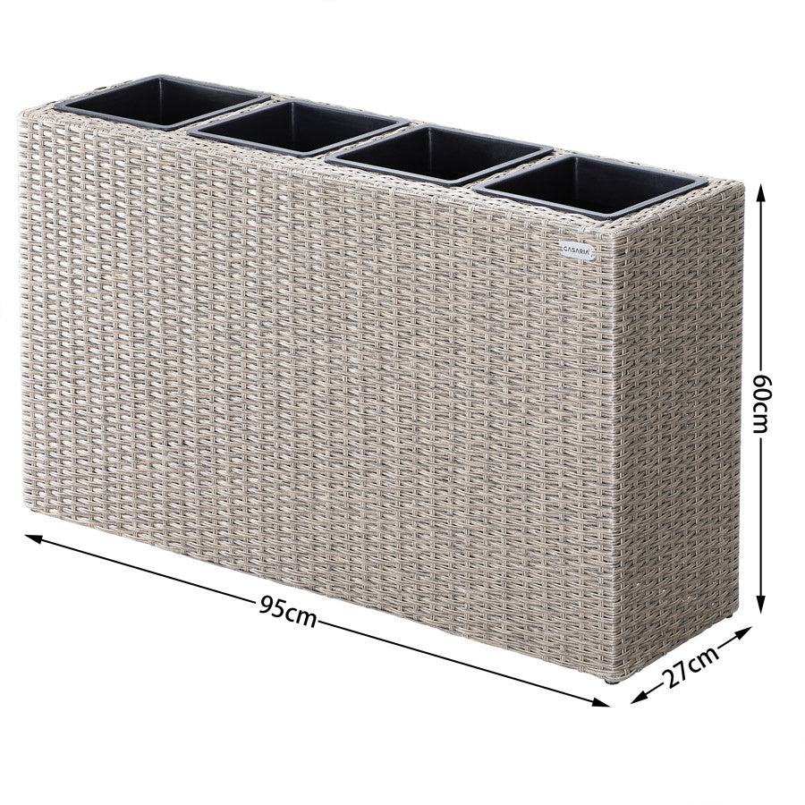 Casaria Polyrattan bloembak crème 95x27x60cm