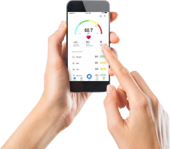 Alpina Slimme Weegschaal - met Lichaamsanalyse: o.a. vetpercentage en BMI - Bluetooth - met App - Zwart