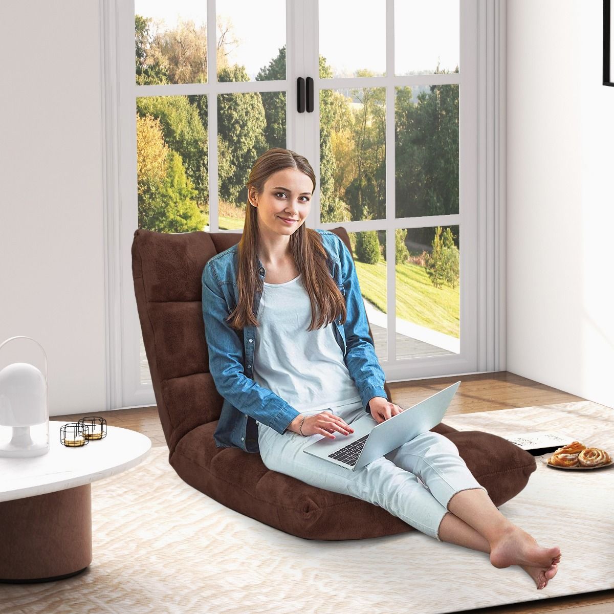 Coast Vloerstoel met Verstelbare rugleuning - Max. 90 kg - 105 x 56 x 15 cm - Bruin