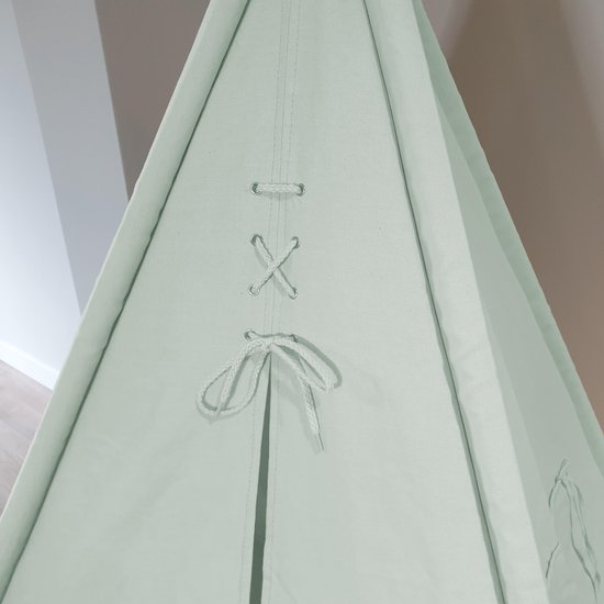 Sunny Alba Tipi Tent Pastel Groen - Wigwam Speeltent met ramen - 120x120x160cm - met Kussen kleed