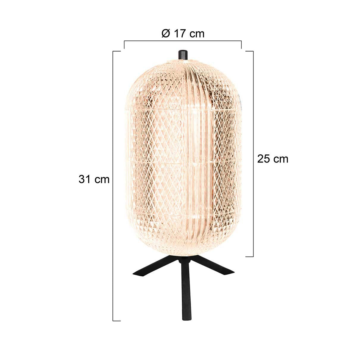 Tafellamp Geripu 3841ZW Ø15cm geribbeld kunststof met led module - Transparant/Zwart - Design - Mexlite