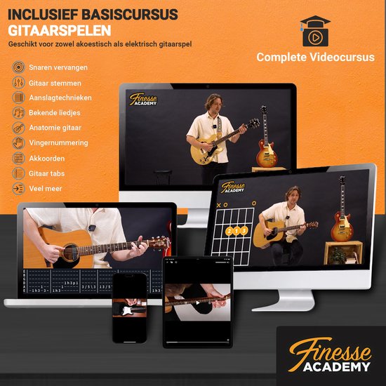 Finesse Elektrische Gitaar met Versterker Rood/Oranje