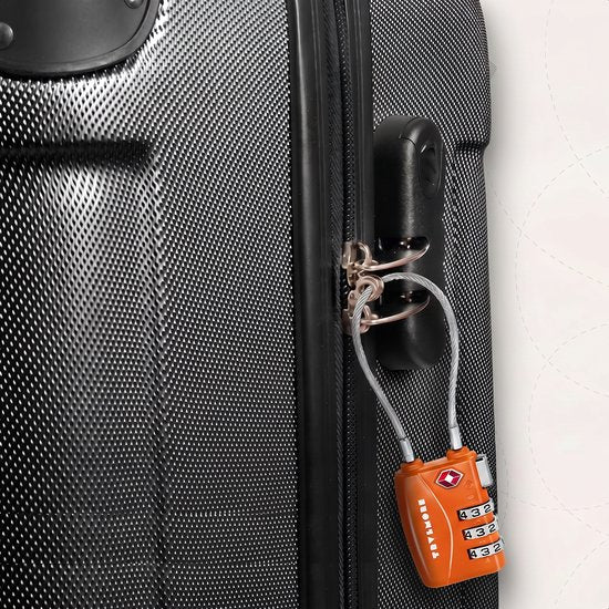 TRVLMORE Kofferslot Lang - TSA Reisslot - Slot - 3 Cijferig Hangslot - 14 cm Kabelslot - 2 Stuks - Cijferslot - Oranje