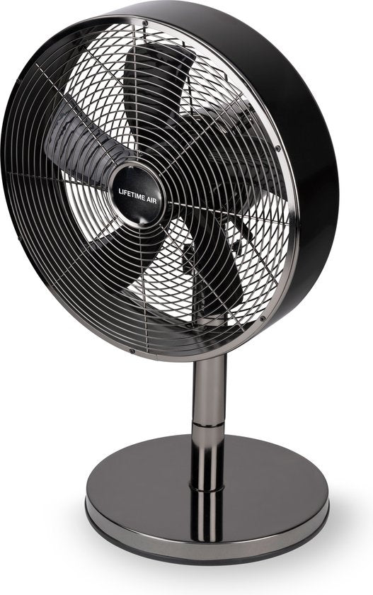 Lifetime Air Tafelventilator - 230V - Bureau Ventilator 30CM - 3 Snelheden - Oscillerende Functie - Kantelbaar - Zwart