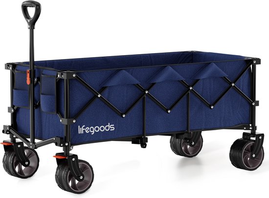 LifeGoods Bolderkar - XXL - Opvouwbaar - 300L - 150KG Draagkracht - Blauw