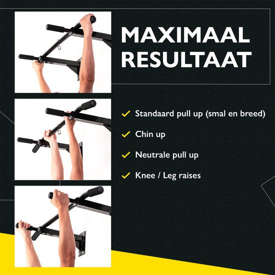 Zoluko Professionele Pull Up Bar Wandmontage - 150kg Draagkracht - Incl. E-boek - Eenvoudige Bevestiging - Optrekstang Fitness - Pull Up Station voor Thuis Sporten - Chin Up Bar - Zwart