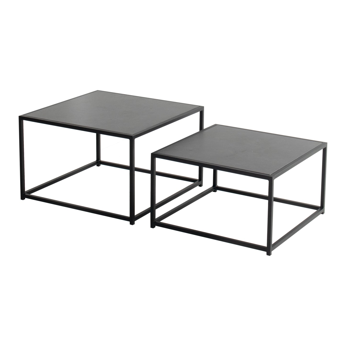 Hartman Set van 2 Bijzettafels - Marie - Keramiek Blad - Hoogwaardig Aluminium Frame - Weerbestendig - Zwart