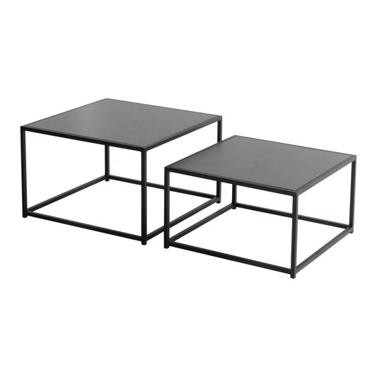 Hartman Bijzettafel - 2 Stuks  - Marie - Keramiek Blad - Hoogwaardig Aluminium Frame - Weerbestendig - Zwart