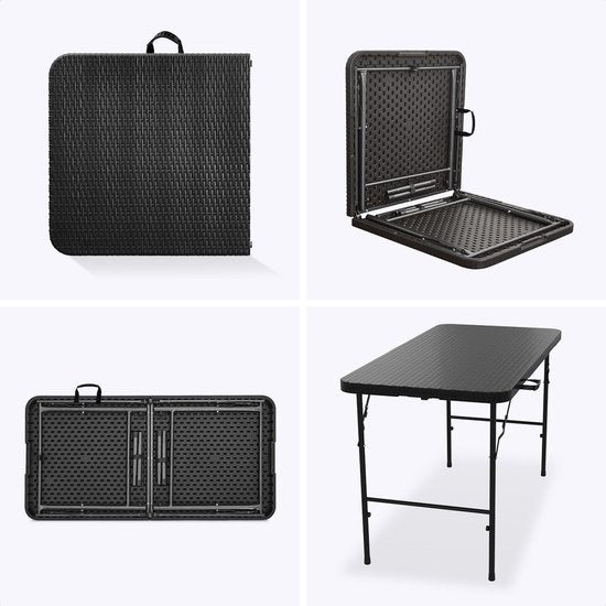 LifeGoods Inklapbare Tafel - 120 cm - Campingtafel - 4 Personen - Vouwtafel - Zwart