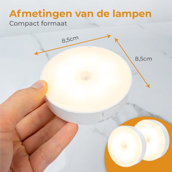 Nuvance - Draadloze Ledlamp - 2 Stuks - Warm Wit Licht - Magnetisch - Dag en Nacht Sensor - Usb Oplaadbaar - Kastverlichting – Wandlamp