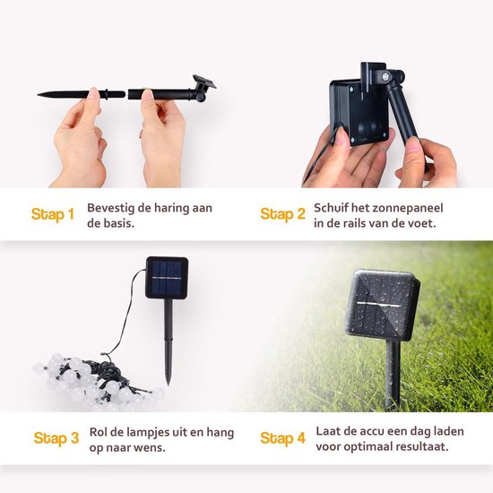 Happy Goods Solar Tuinverlichting op Zonneenergie - 50 LED Lichtsnoer Buiten - 5 m Verlicht + 2 m Snoer - Buitenverlichting Lichtslinger - Lichtsnoeren