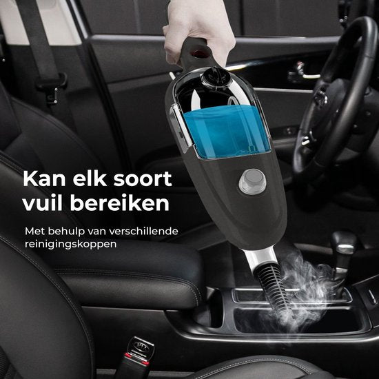 Stoomreiniger 2 in 1 - Handstomer - Vlekkenreiniger - Met 8 Opzetstukken en 2 Microvezeldoeken - Bank, Vloer, Badkamer en Tapijt Reinigen - Zwart