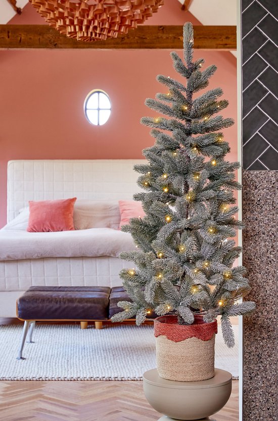 Black Box Trees Nagoya Kunstkerstboom met Verlichting H120 x Ø60 cm - Kerstboom met Besneeuwde Takken - Kunstboom met 212 PE Dennentakjes - Slank Model Ø60 cm - Groen