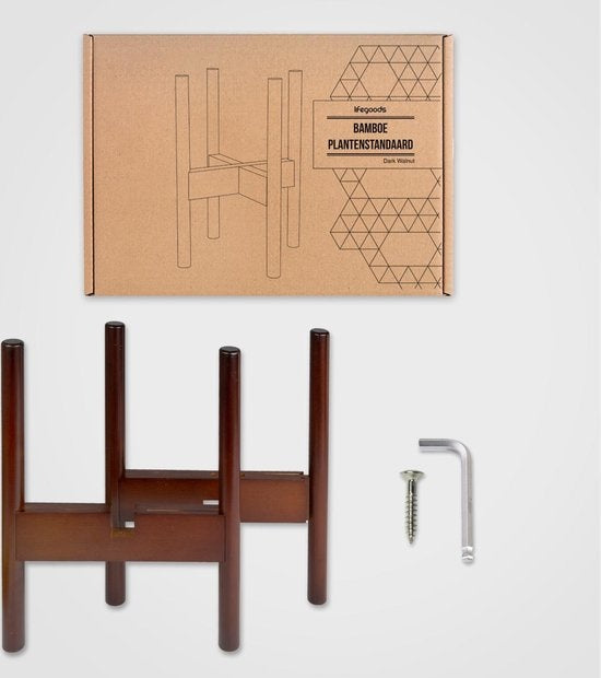 LifeGoods Planten Standaard - Uitschuifbare Bloempothouder - Plantentafel - 20 tot 30 cm - Donker Bamboe