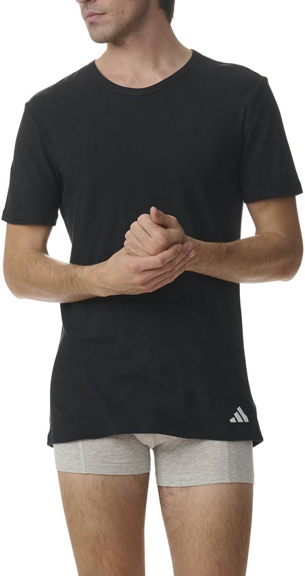 adidas Sportswear 2PK Crew Neck Shirt - Active Flex Cotton - Onderbroek Mannen - 2x zwart