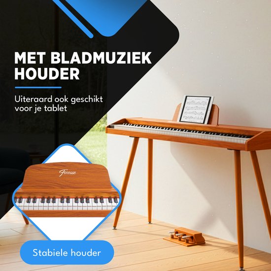 Finesse Digitale Piano - 88 Gewogen Toetsen - met Pedalen & Kruk - Keyboard Piano - Elektrische Piano - Volwassene & Kind