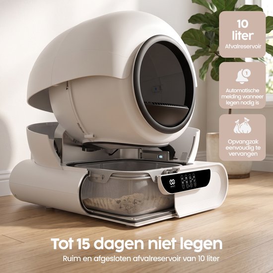 Infinity Goods Automatische Kattenbak XXL - Zelfreinigende Kattenbak - Incl. App - 75L - Met Kattenbakmat en 3 Rollen Opbergzakjes