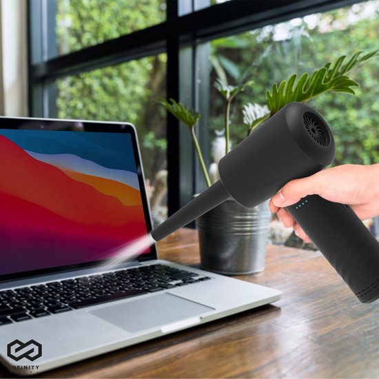 Infinity Goods 4-in-1 Luchtblazer - Perslucht - 53K RPM - Blazen En Zuigen - Gecomprimeerde Lucht - Draadloos En Oplaadbaar - Zwart