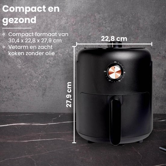 Nexxt Mini Airfryer met 8 Kookprogramma’s – Heteluchtfriteuse van 2,6 Liter voor Bakken, Grillen, Braden – Timer en Automatische Uitschakeling – 1000W