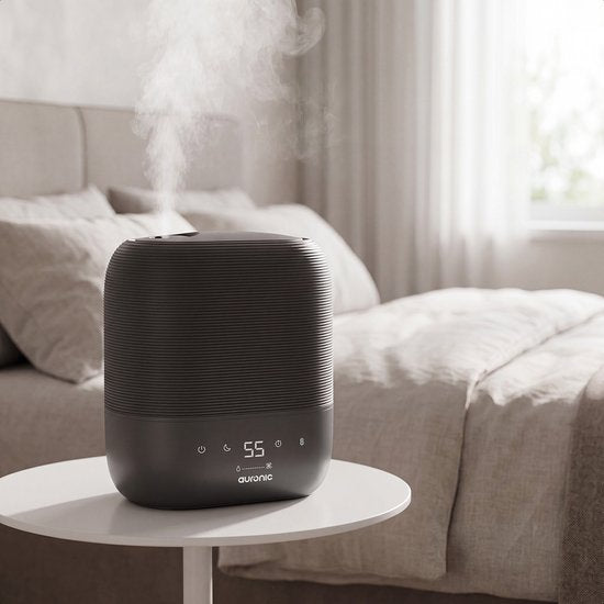 Auronic Luchtbevochtiger - 5L - Geschikt voor Slaapkamer, Babykamer, Kantoor, Woonkamer en Meer - Humidifier - BPA-Vrij - Antraciet