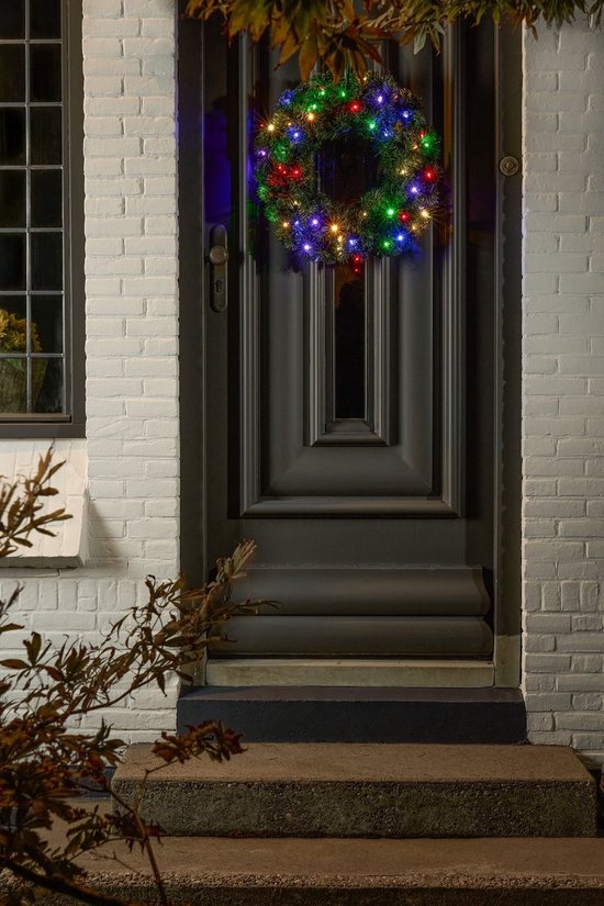 Black Box Trees Limber Kerstkrans - Kerstversiering met LED Verlichting voor Binnen en Buiten - Deurkrans voor Sfeervolle Voordeur - H15 x Ø60 cm van Kunststof - Groen